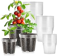 VIVOSUN 36-Pack Clear Nursery Pots 4/5/6 Inch with Drainage Holes & 40 Plant Labels - Seedling Starter for Succulents, Orchids