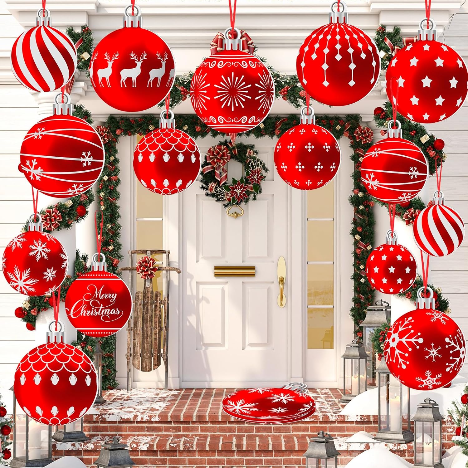36 Pcs Large Christmas Decorations Outdoor Double Sided Peppermint — free download