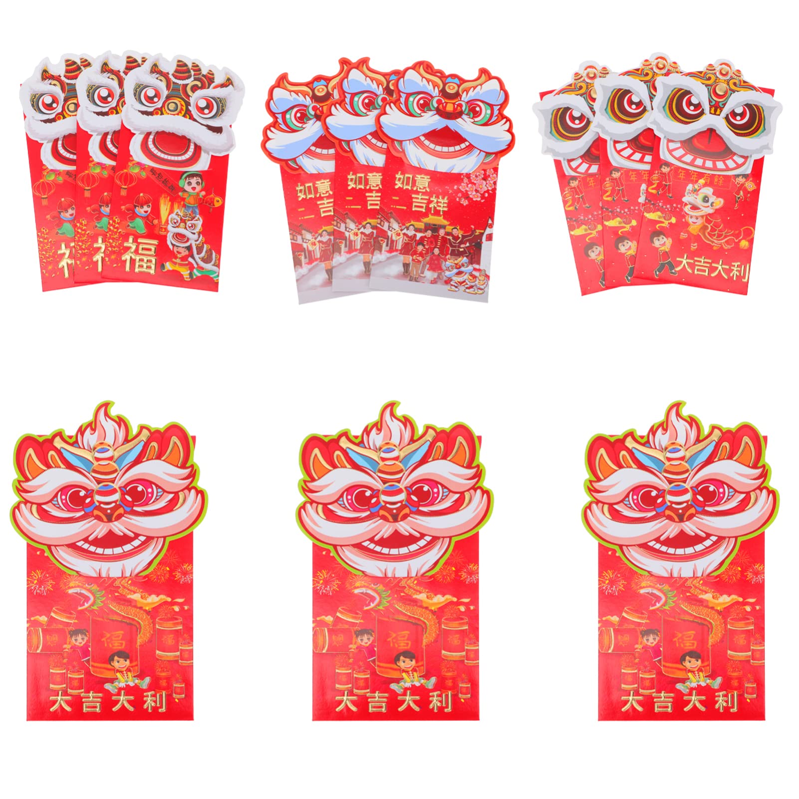 Yardwe Chinese Money Pocket Red Envelopes: 12pcs Hongbao Chinese Lucky Money Packet for 2022 L unar Year of The Tiger Party Favors-image-18