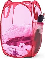 Vista 20 de TECHMILLY Cesta plegable de malla para la ropa sucia con asas resistentes y bolsillo lateral, cestas plegables portátiles para ropa para dormitorio