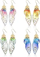 Jadive 4 Pairs Butterfly Wing Drop Dangle Earrings - Colorful Fairy Insect Hooks for Women Wedding Jewelry