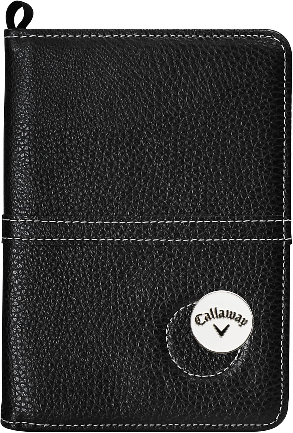 Callaway Golf Horizontal Leather Scorecard Holder with Ball Marker, Black