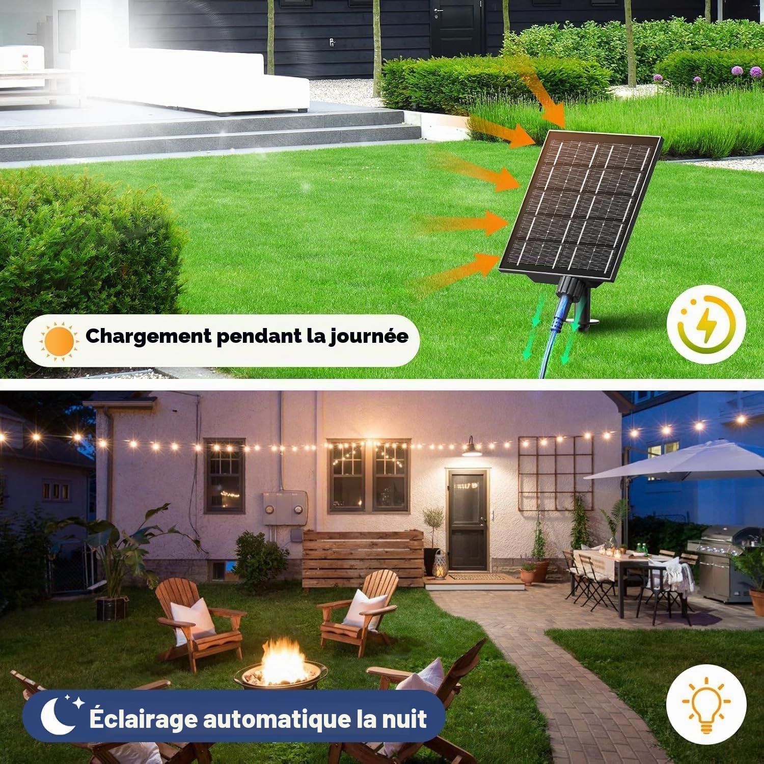 Guirlande Lumineuse Exterieure Solaire LED 20M avec 30 +2 Ampoules | Télécommande, 4 Modes, IP44 Étanche, pour Jardin, Terrasse, Balcon, Mariage et Décoration