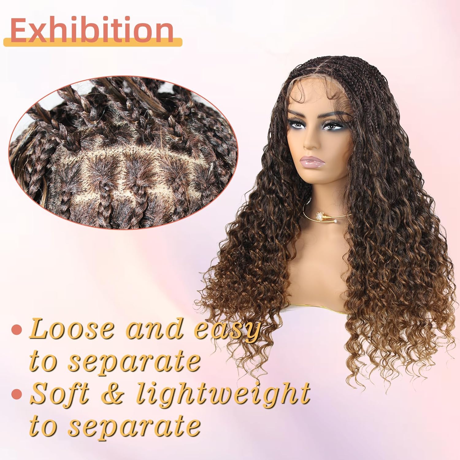 Miz Barn 360 Full Lace Front Knotless Box Braided Wigs 100% Handmade Synthetic Lightweight Twist Braided Wig Swiss Lace Braids Wigs With Baby Hair For Black Women (1B/27#, 24")