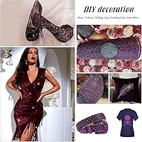 Vista 160 de 1440 piezas de diamantes de imitación termoadhesivos SS20 color púrpura2 con parte posterior plana, gemas de cristal de vidrio para ropa, camisas