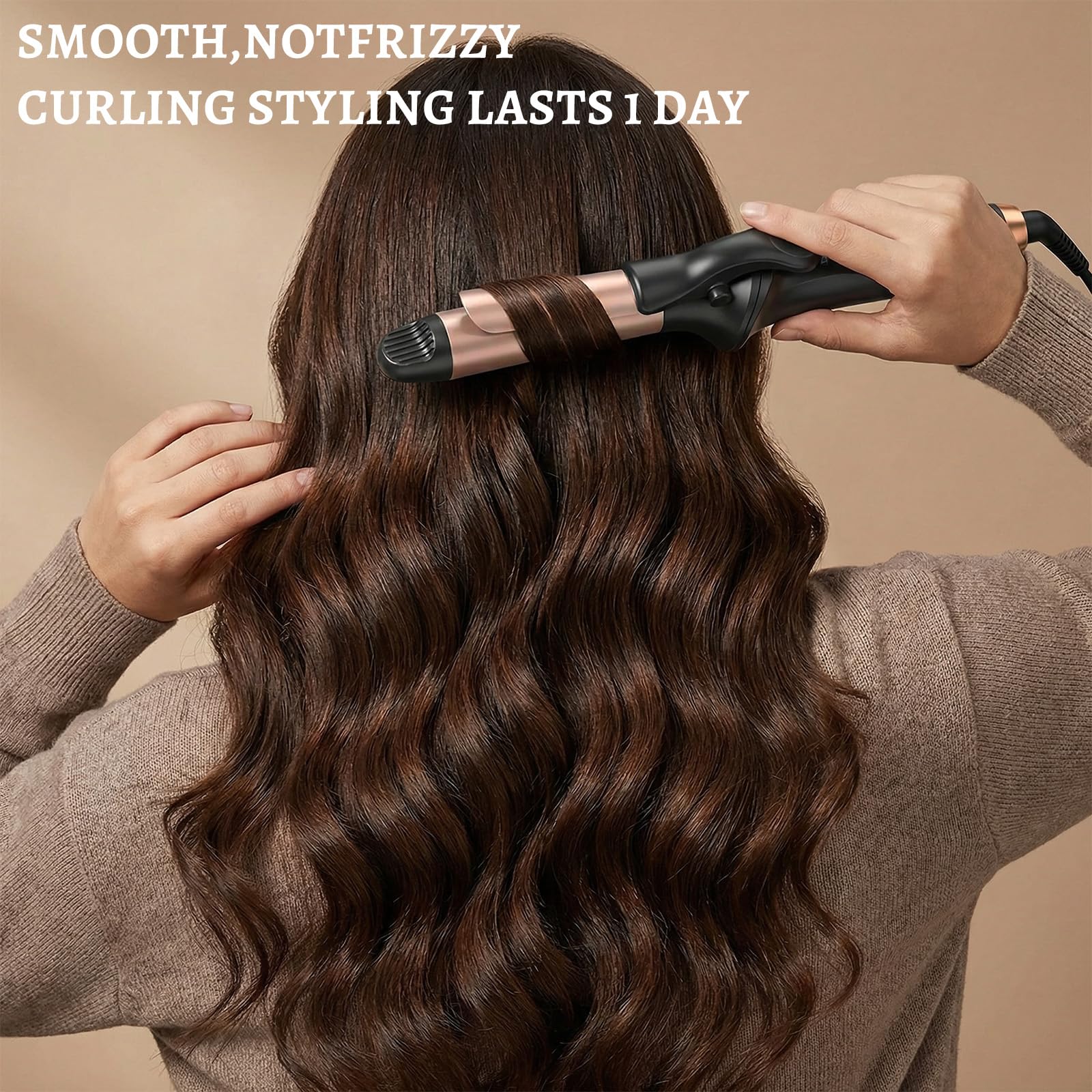 Rizador de pelo inalámbrico de 25 mm para ondas y rizos naturales, varita rizadora inalámbrica de cerámica con 3 velocidades de temperatura, mini rizadores de viaje de 4000 mAh con bolsa de