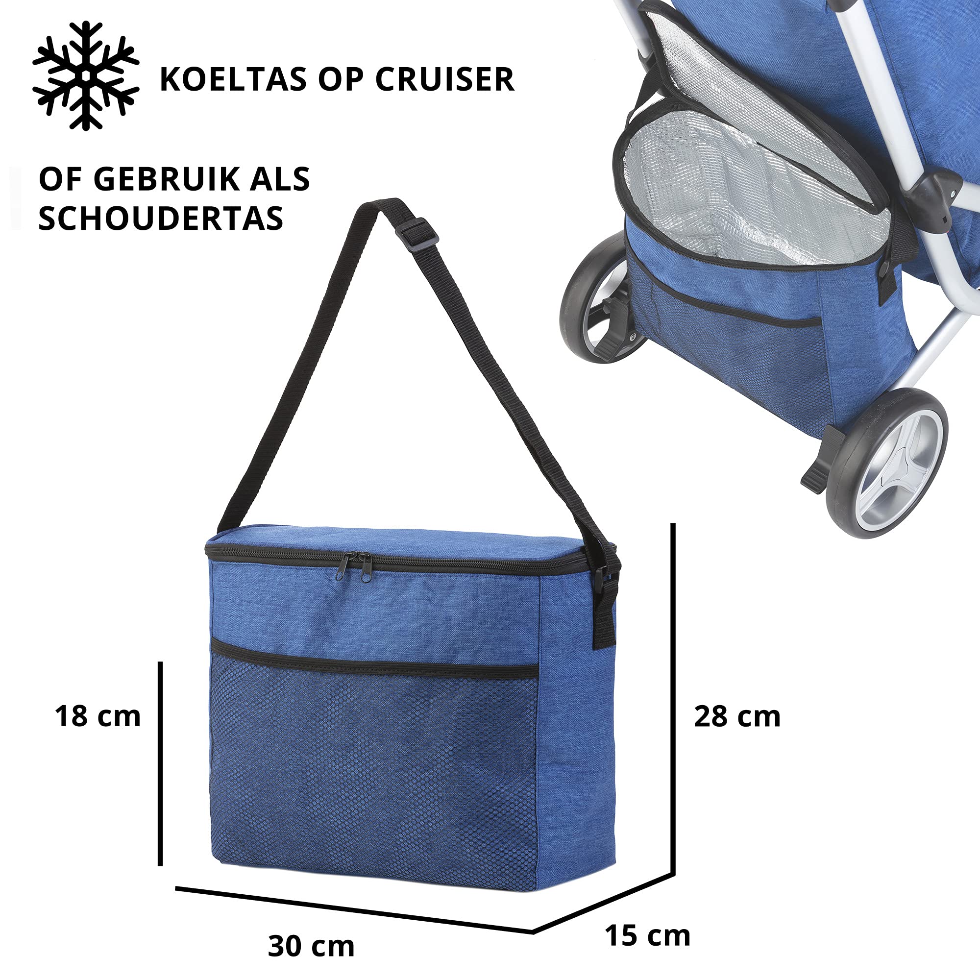 Chariot Pliable 45L Chariot De Courses TMZ 45L Pliable - Compartiment Isotherne - Charge 50kg - Sac Amovible Beige Chariot Courses Pliable