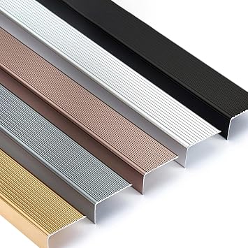 LIYI929GP Stair Trim Metal Stair Edging W3 5 7 10cm, Step Edge Trim, Alu Angle Tile Edging Trim Floor Edging, Help Elderly, ChildrenTo Walk The Stairs Safely, L90cm Stairs Nosing Edge Trim Cover