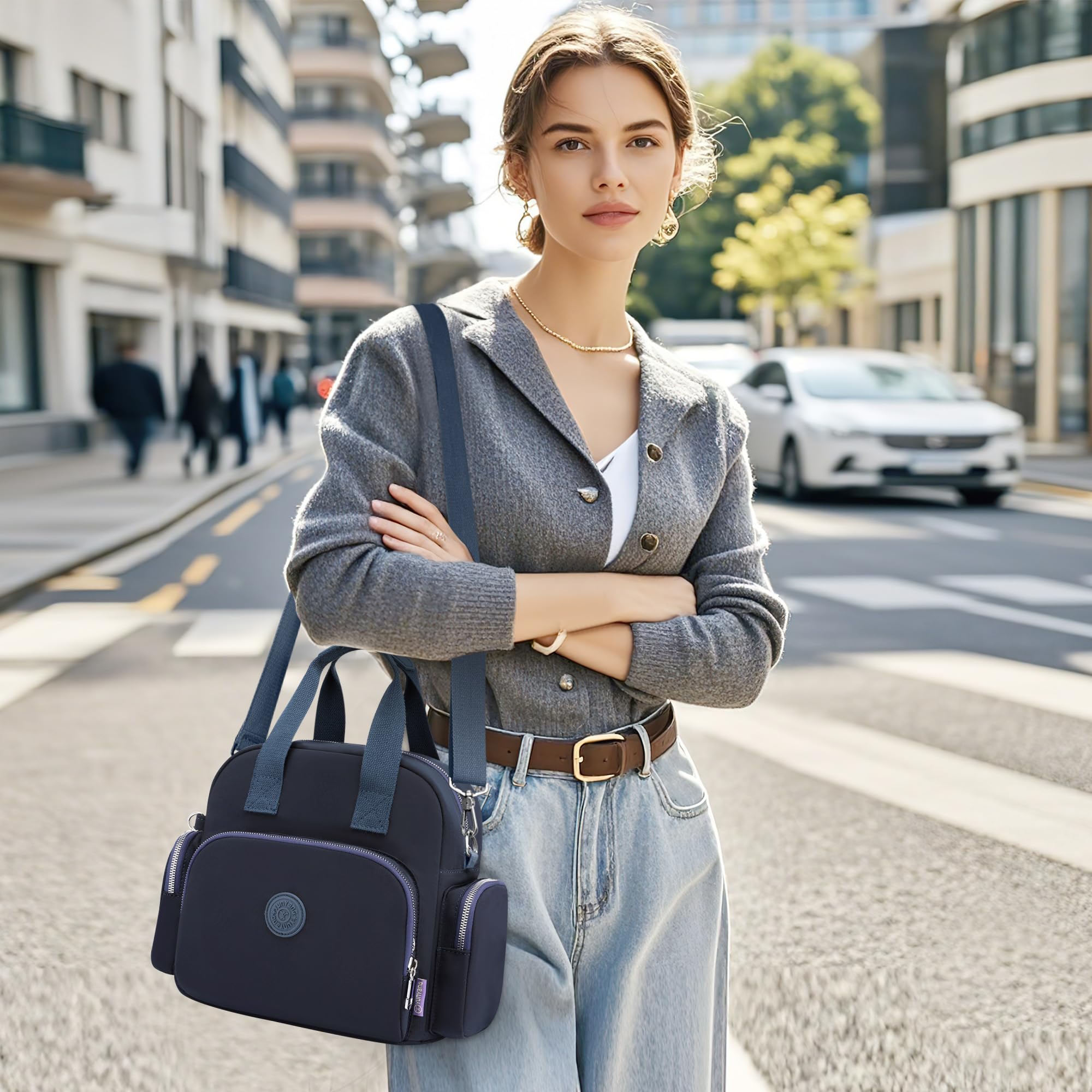 Femmes Sac à Main Mode Bandoulière Sacs Femme Sac à Dos Imperméable Messenger Sac Port de Chargement USB Travailler Voyage Décontracté Quotidien Toile Sac Bandoulière