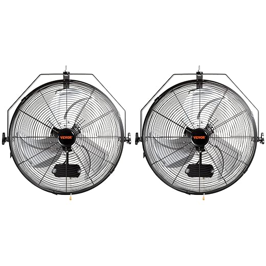 VEVOR 18 Inch Wall Mount Fan, 3-Speed IP44 Waterproof Industrial Fan, Max. 4150 CFM for Outdoor, Commercial, Residential, Greenhouse, Workshop, ETL Listed, 2-Pack