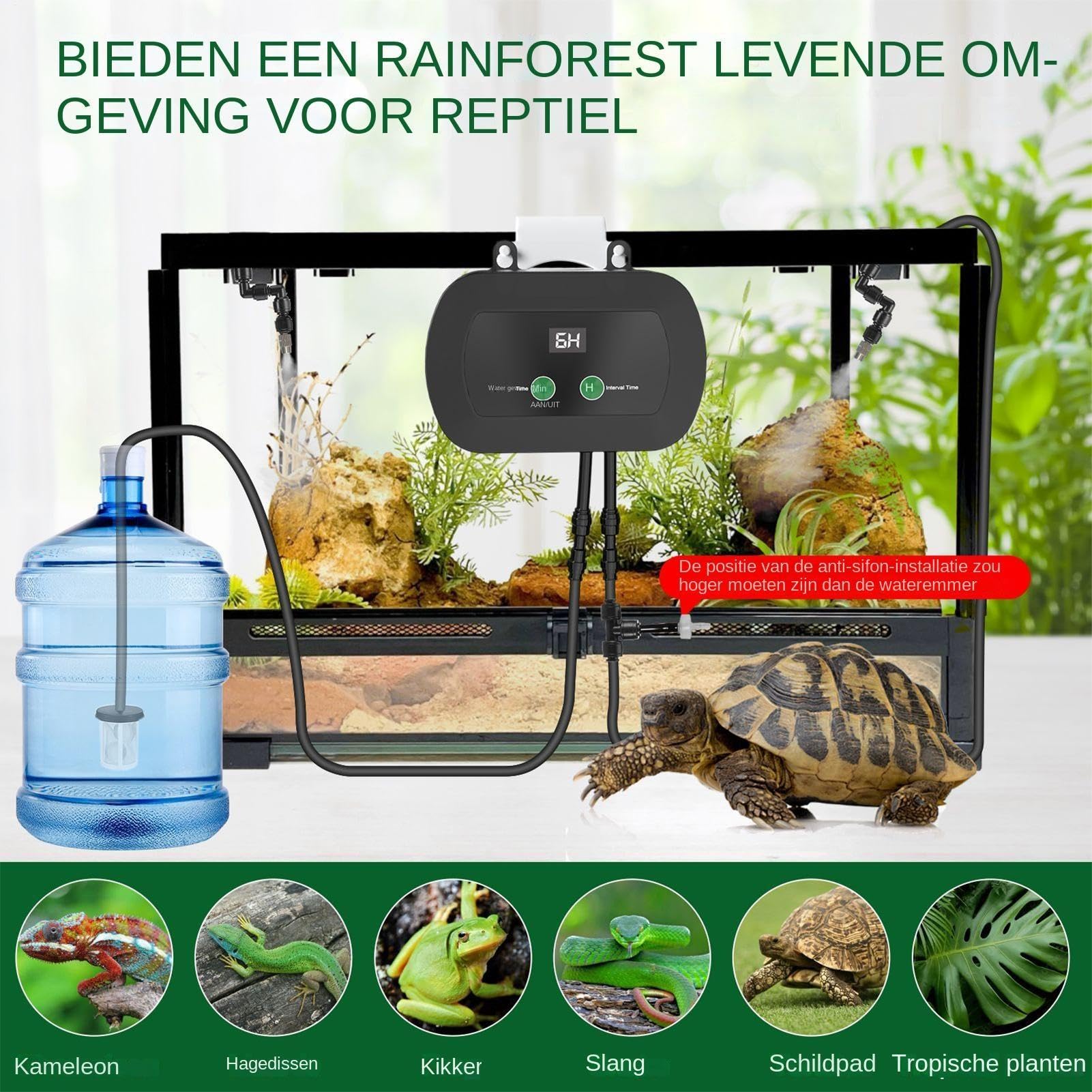 Humidificador de reptiles - 500g | Máquina de humo portátil | Boquilla ajustable de 360 grados | Sistema de humedad de terrario alimentado por USB | Máquina compacta y silenciosa de ABS para