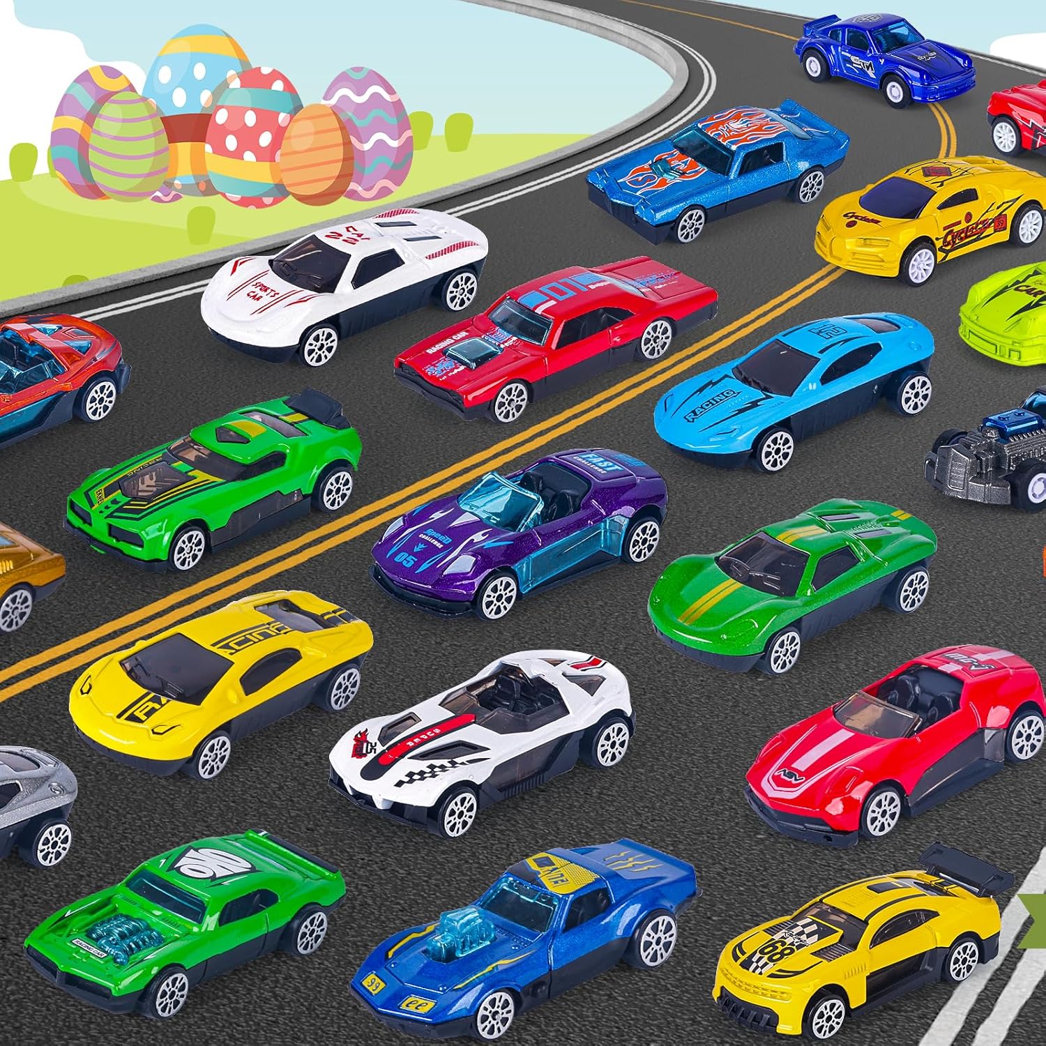 16 Packs Easter Eggs with Die-cast Alloy Cars for Boys, Prefilled Easter Eggs for Kids Toddlers Easter Basket Stuffers, Easter Party Favor Supplies for Easter Egg Hunt, Easter Toys Gifts for Boys - Image 5