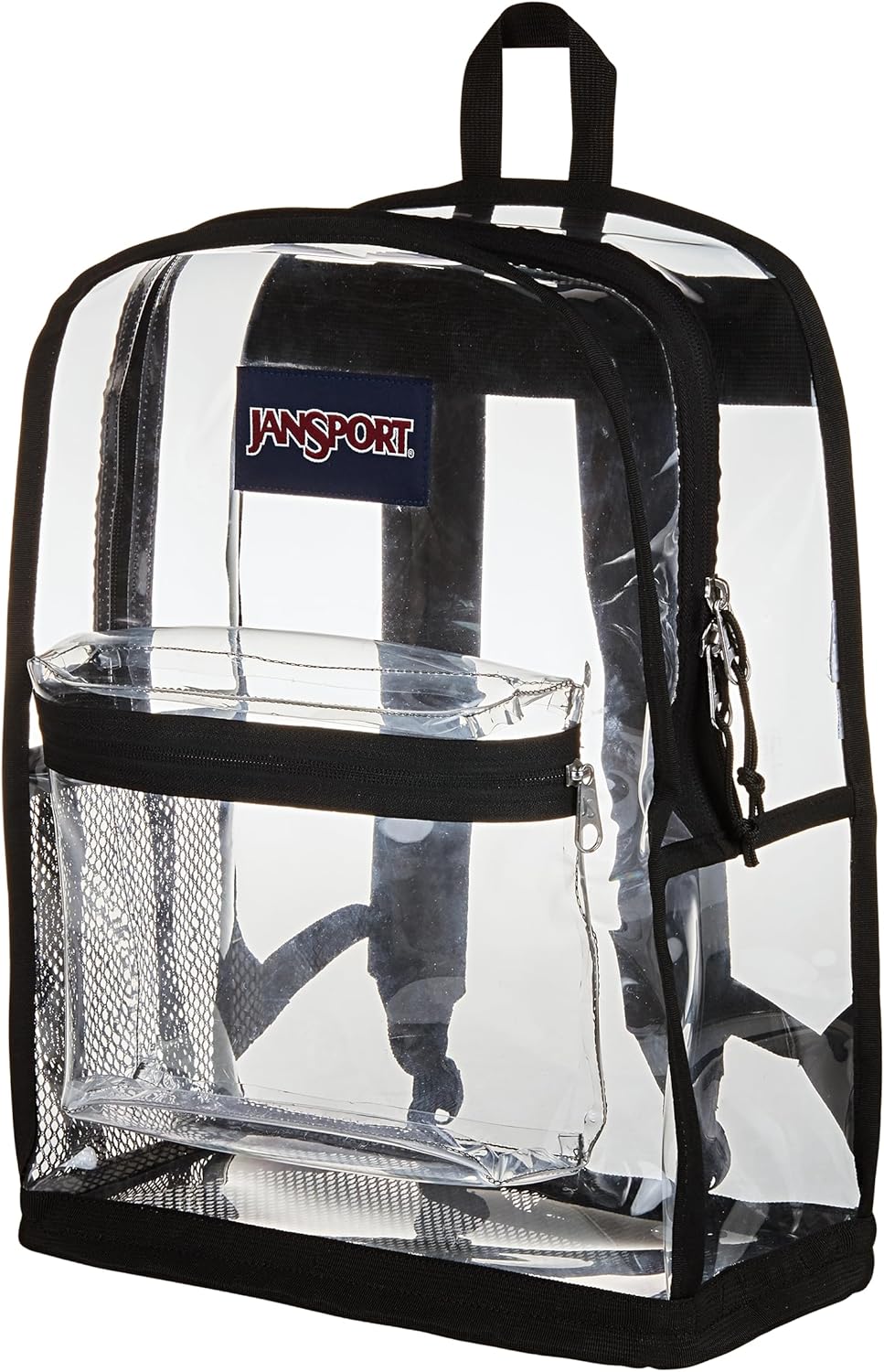 JanSport Clear Pack – 25.5L Transparent Backpack, Large Main Compartment, Side Water Bottle Pocket, Front Zippered Pocket, Mesh Bottom Panel, Clear - Image 2
