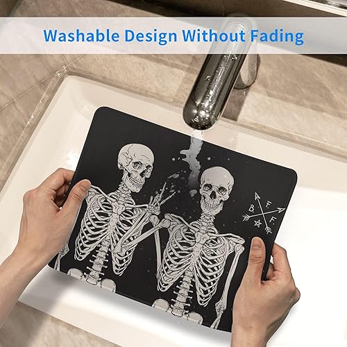 Miniatura 5 de Human Skeletons - Alfombrilla de mouse cuadrada con diseño de esqueleto humano gótico, impermeable, base de goma antideslizante, bordes cosidos