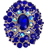 Vista 1 de SELOVO Broche de purpurina ovalada grande grande con diamantes de imitación en tono dorado