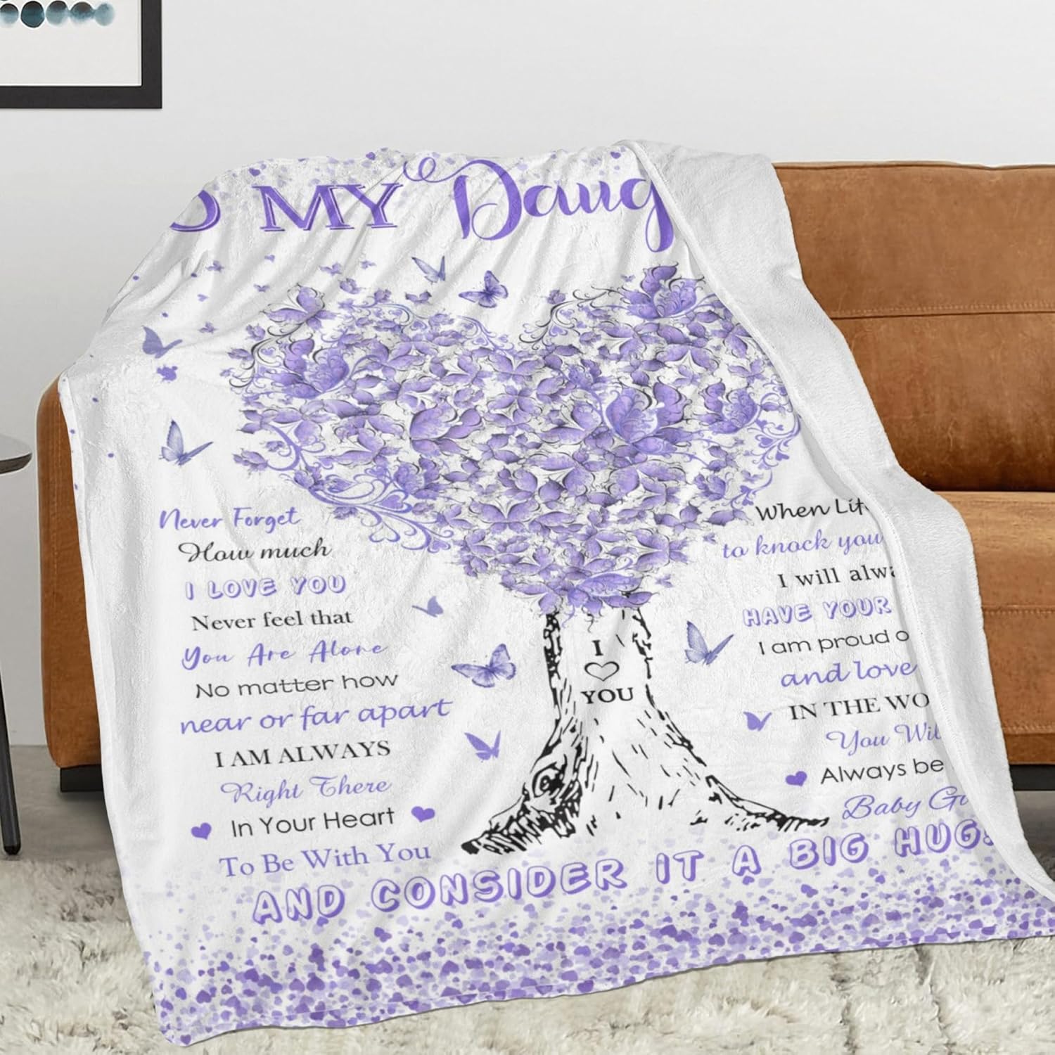 Daughter Gifts from Mom Dad, Birthday Gifts for Daughter, Unique Fun Purple Tree Girl Throw Blanket Gift for Graduation Christmas Quinceanera Super Soft Warm Comfy Plush Flannel Fleece Blanket 60"x50" - Image 4