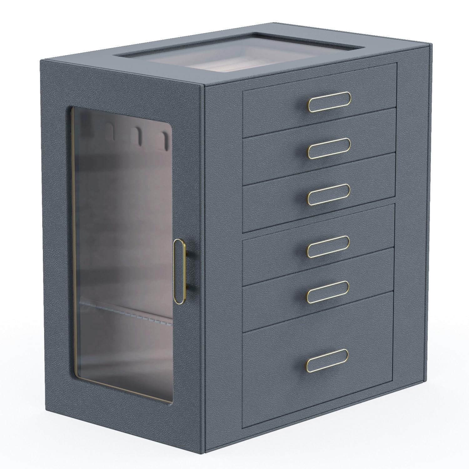 Jewelry Boxes for Women 6 Layer Jewelry Organizer with Glass Lids Jewelry Holder Organizer with 5 Drawers and