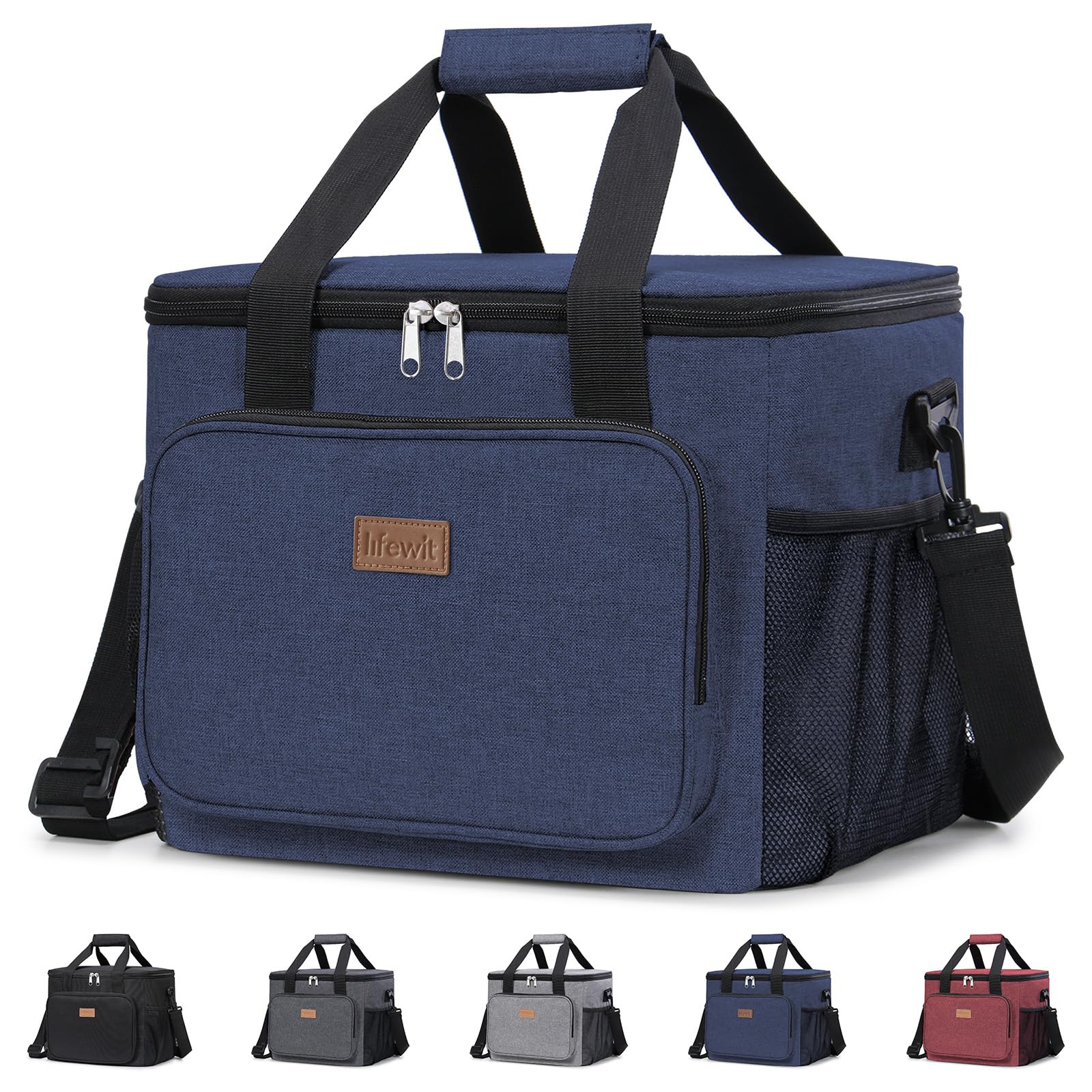 Lifewit Large Lunch Bag, Insulated Lunch Box, Soft Cooler Cooling Tote for Adult Men Women, Dark Blue 40-Can (24L)