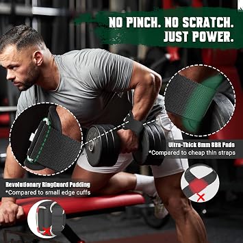 Weight Lifting Straps, 2-in-1 Anti-Slip Gym Straps with Comfortable Neoprene Padding, Gym Wrist Straps with Cuffed D Ring for Weightlifting, Pull-Ups & Cable Workouts, Men(Pair)