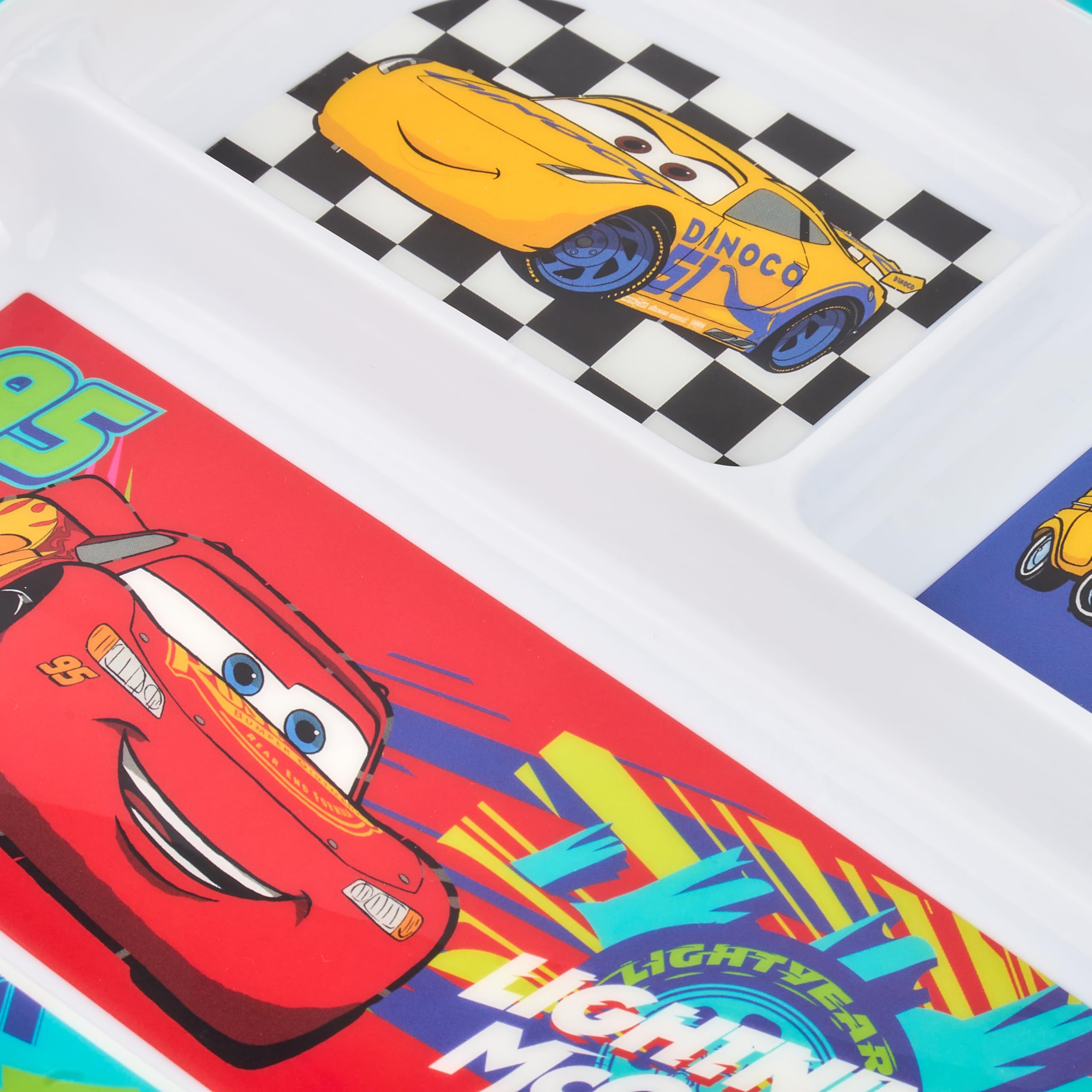 Disney Cars Lightning McQueen - Plato dividido, vajilla infantil de polipropileno con personajes Dinoco, diseño de 3 compartimentos