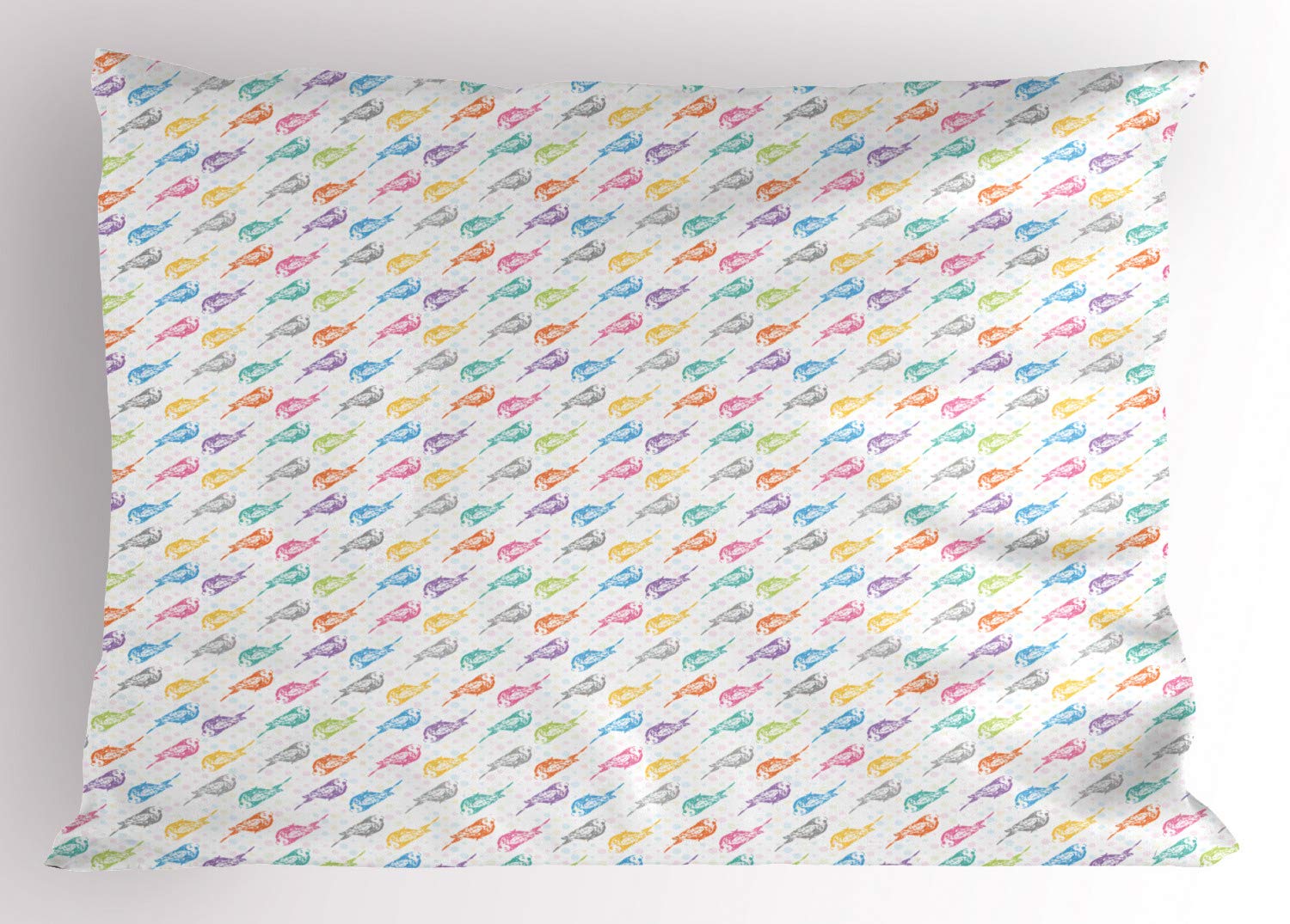 ABAKUHAUS Federe Cuscino Invernali 50x65 Cm: Uccelli Fumetto, Stampata Fronte, Morbida Microfibra, Colore Vermiglio/Grigio