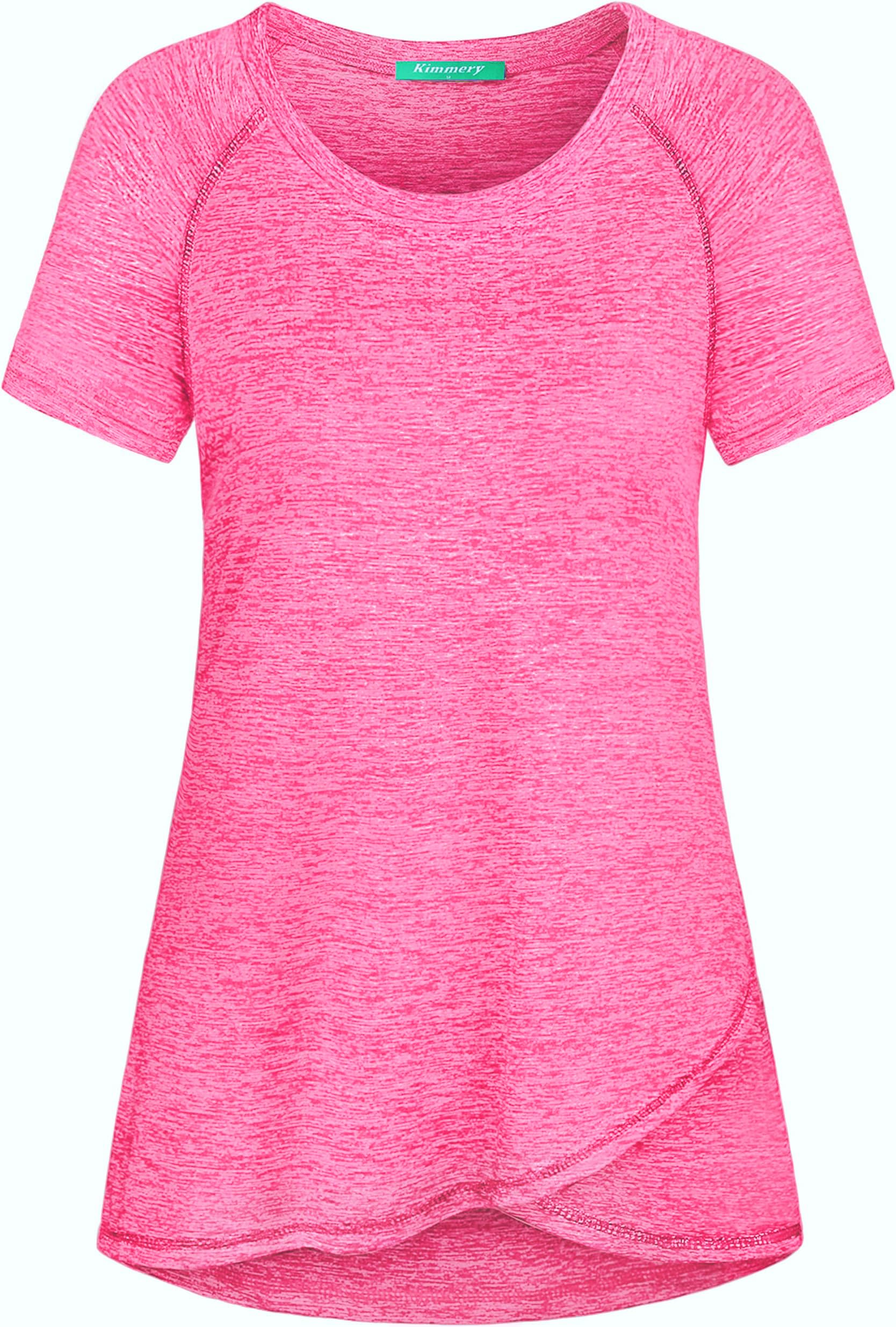 KimmeryWoman Raglan Sleeve Round Neck Irregular Hem Yoga Workout Shirt Sizes M-3XL