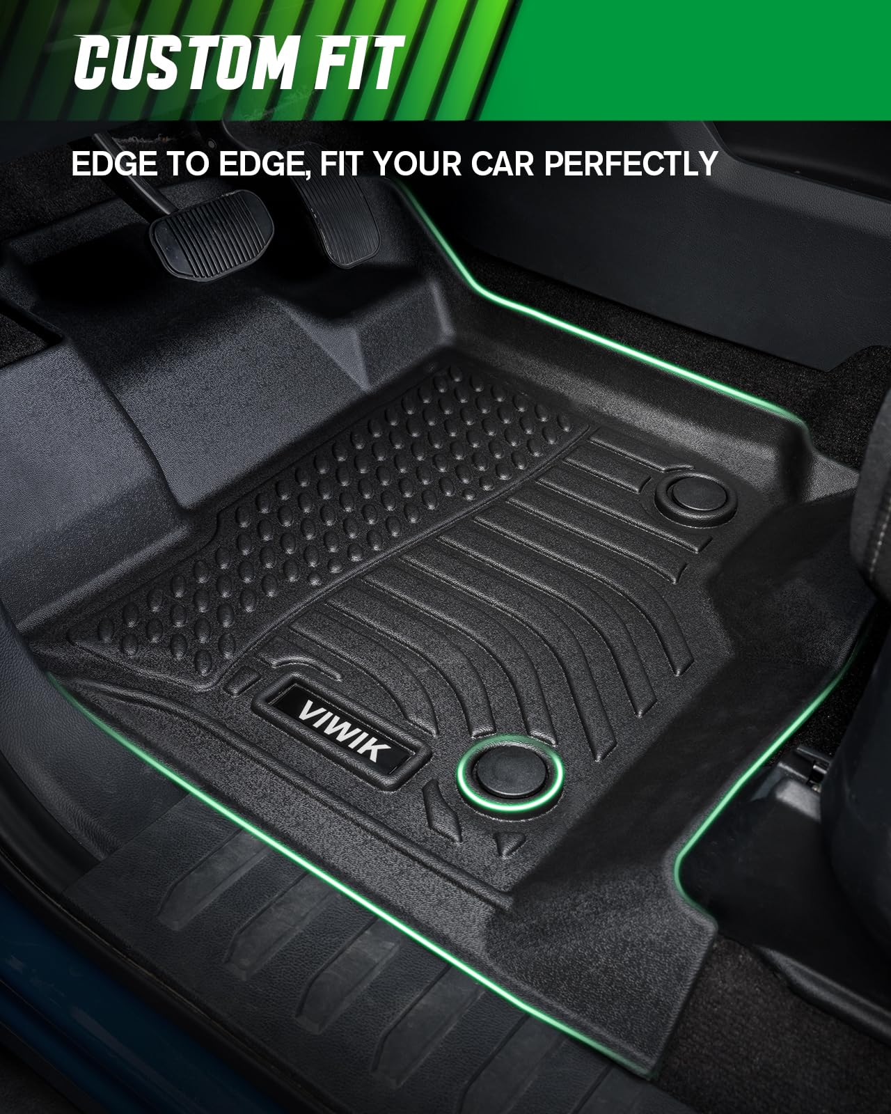 OMAC 4-Piece Black All-Weather Floor Mats For Dodge Grand Caravan | 3D Trimmable Liners
