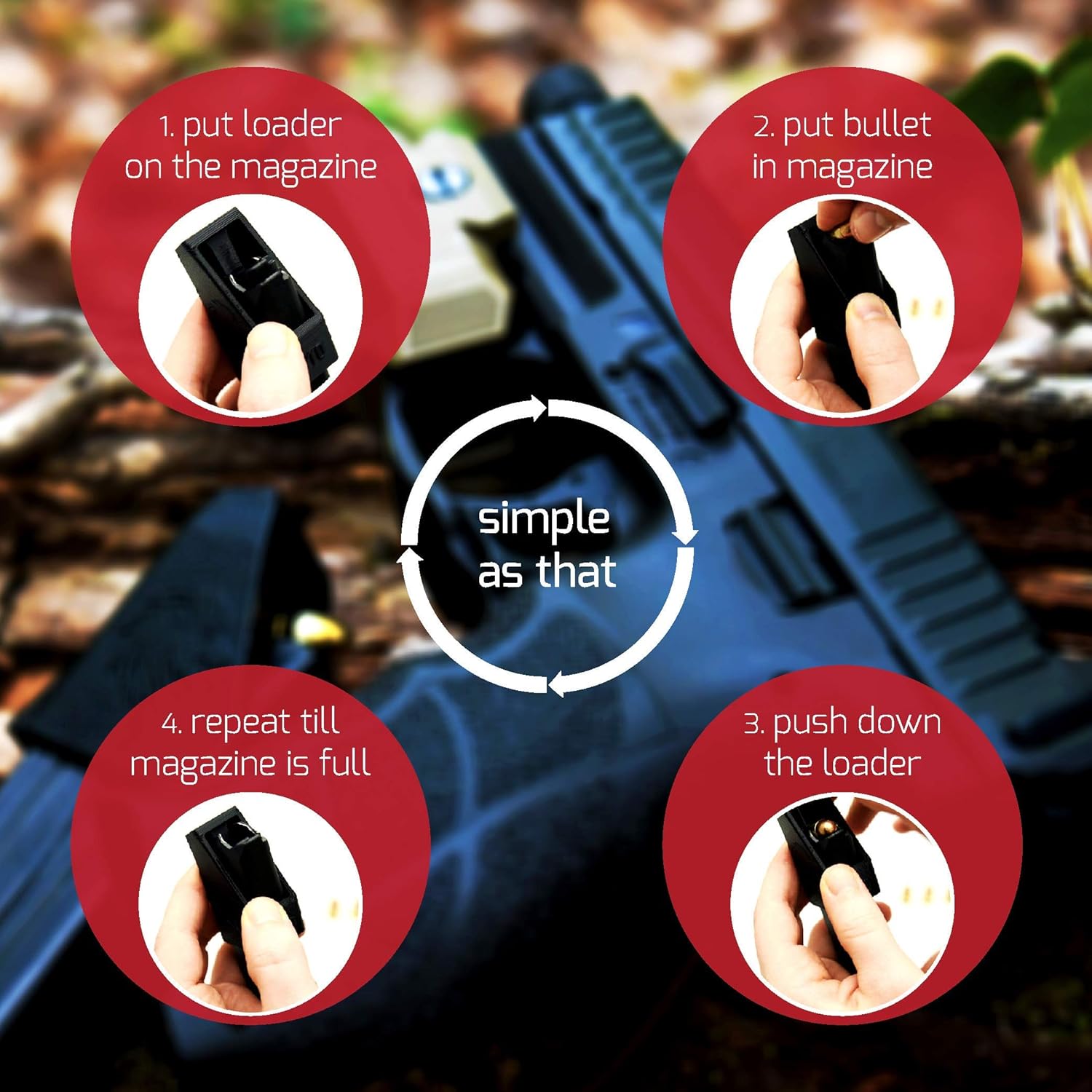 RAEIND Universal Speedloader for 9mm Single Stack Double Stack and Other Pistols Magazine Speed Loader (Red) : Sports & Outdoors