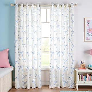 Cartoon Bowknot Kids Window Curtains,Bow Tie Knot Geometric Patchwork Fa...