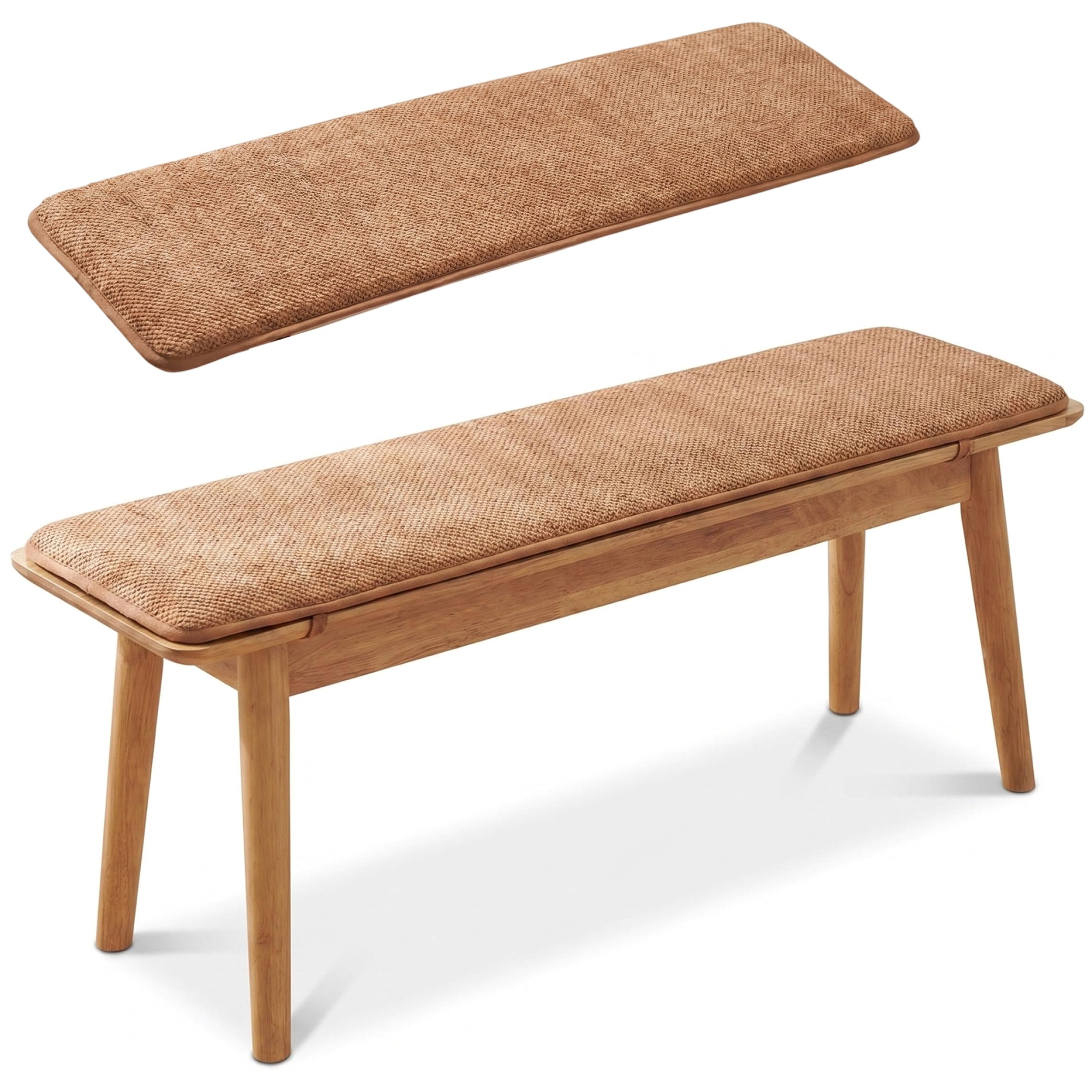 Coussin piano marron 35x150cm et sur-banc en mousse haute densité