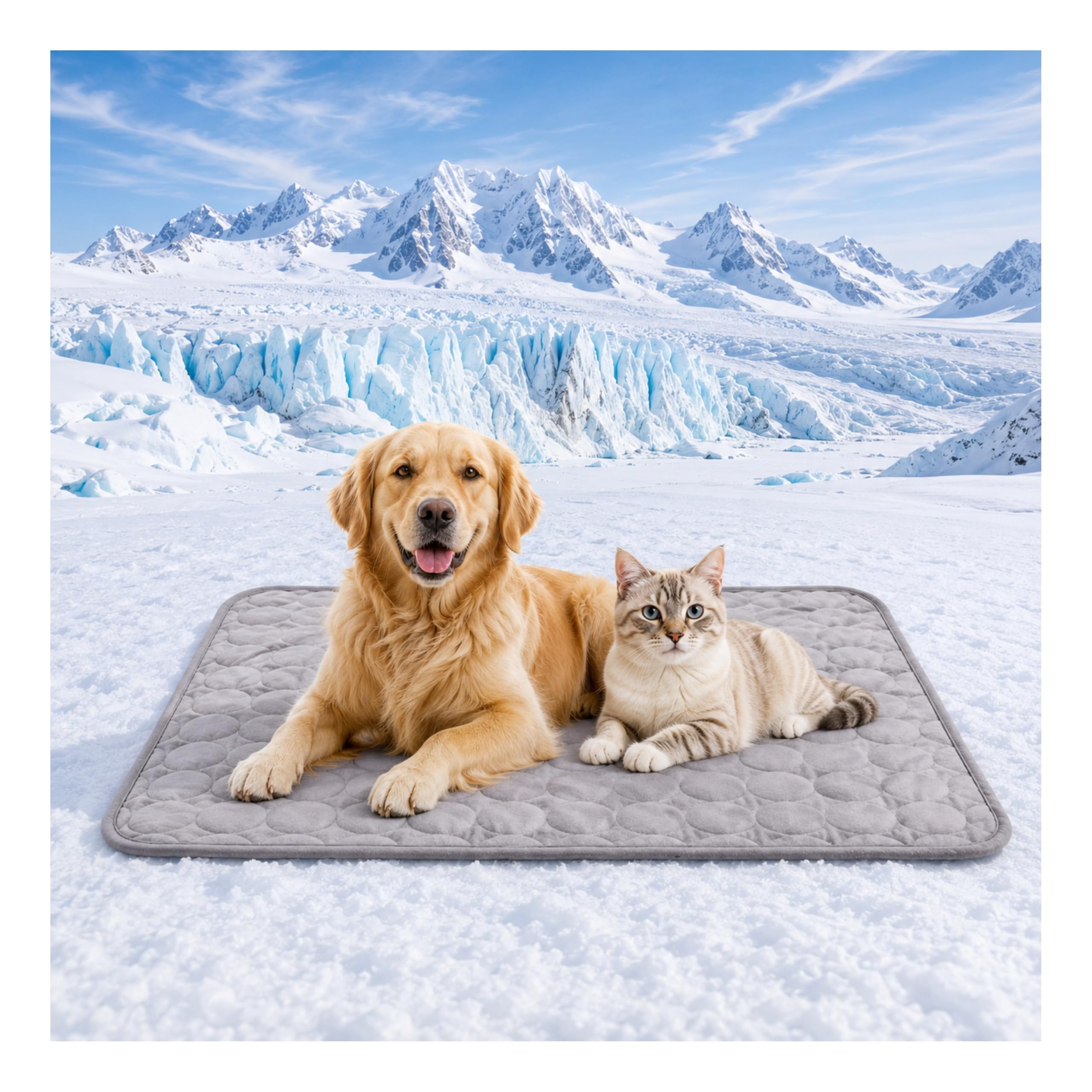 Dog & Cat Cooling Mat – Durable Washable & Reusable Pet Cool Mat for Home/Car/Travel, Non-Toxic Summer Cooling Bed, Ice-Silk Polyester Material, Non-Slip Mesh Bottom
