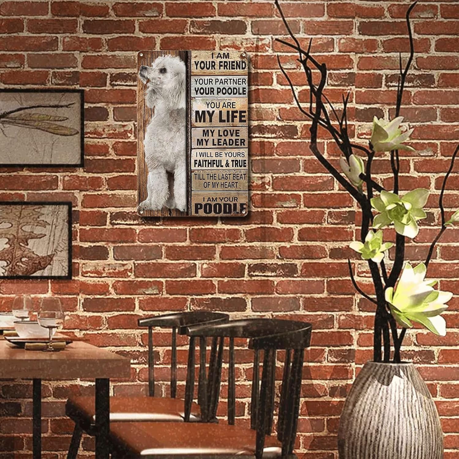 Metal Sign Tin Sign Vintage Wall Art I Am Your Friend Gift for Poodle White Lovers Vintage Wall Art Prints Garden Sign for Home Decor 8 * 12inches image 2