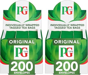 PG Tips Original Black Tea, Bulk Box, Refreshing Flavourful & Full-Bodied, Perfect Flavour Release, Individually Wrapped Teabags, 200 Teabags 2 Pack