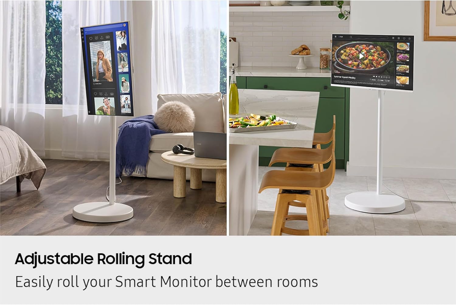 Dimensions diagram of the Samsung Movingstyle M7 monitor with and without stand