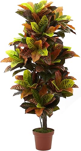 Miniatura 1 de Nearly Natural Planta Croton de 56 pulgadas (tacto real)