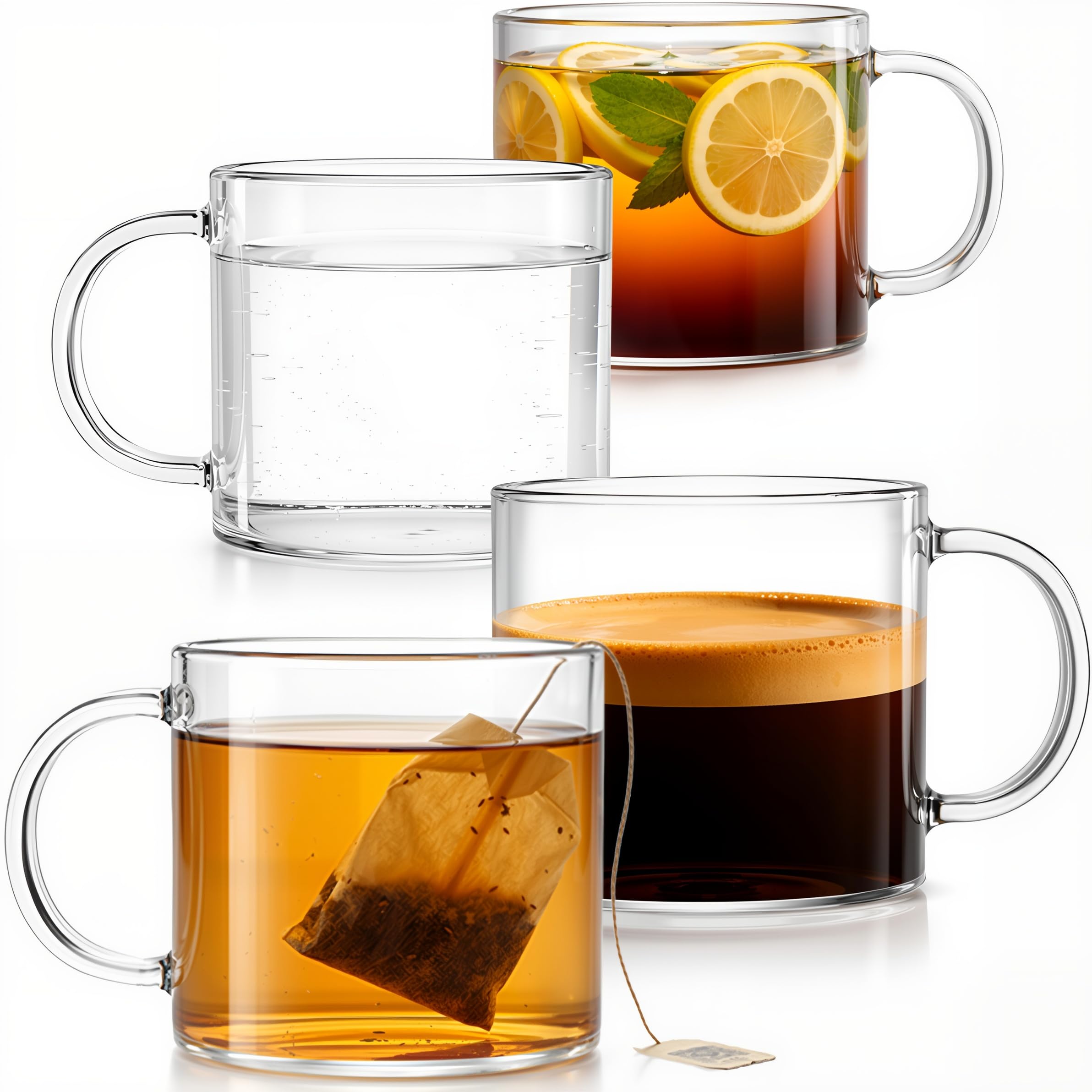 Aquach Borosilicate Glass Mugs Set of 4