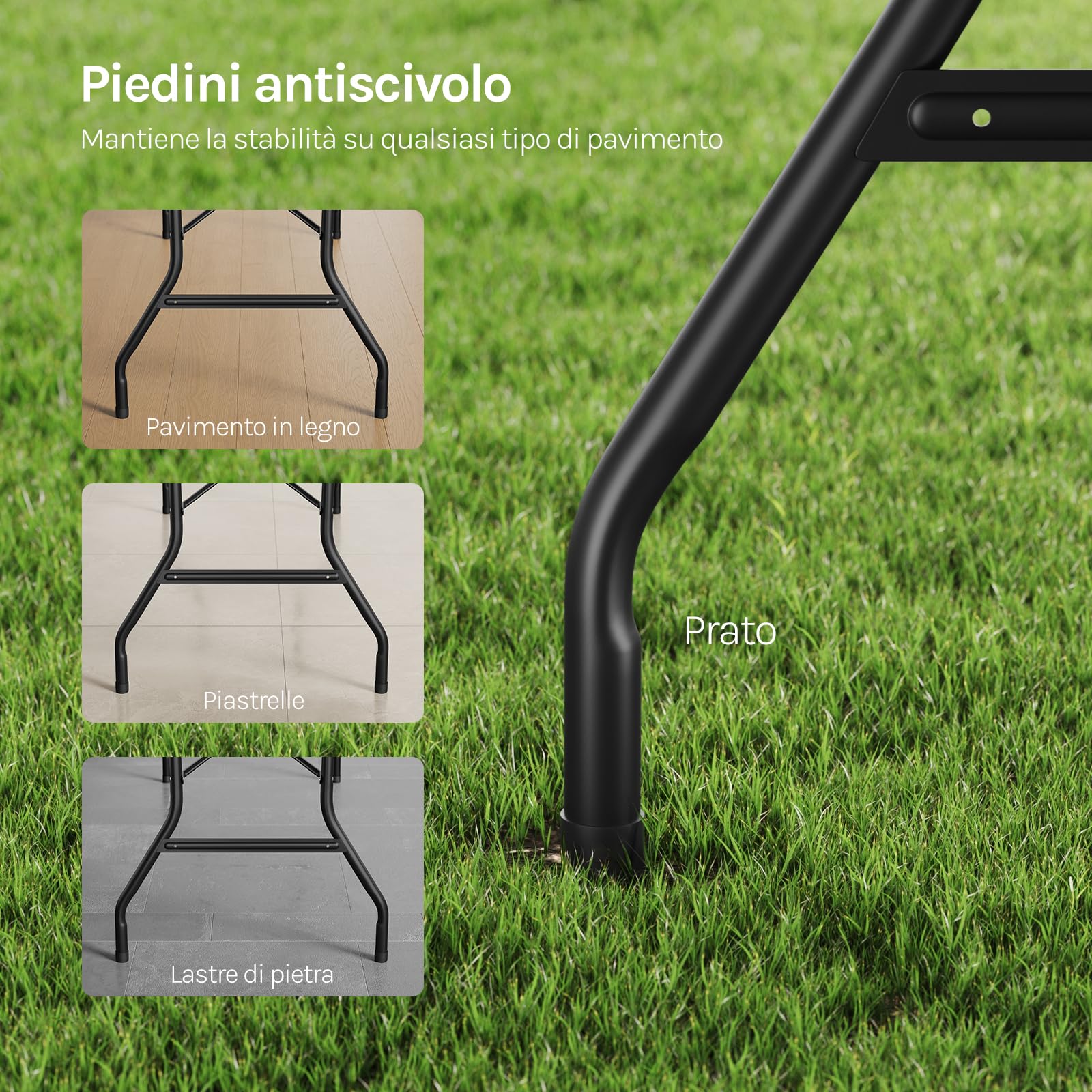 WOLTU Set Birreria 3 Pezzi con Tavolo da Campeggio con 2 Panche Pieghevoli, Set Giardino Esterno Effetto Rattan, Resistente alle Intemperie e Facile da Pulire, per Campeggio, Giardino, Nero