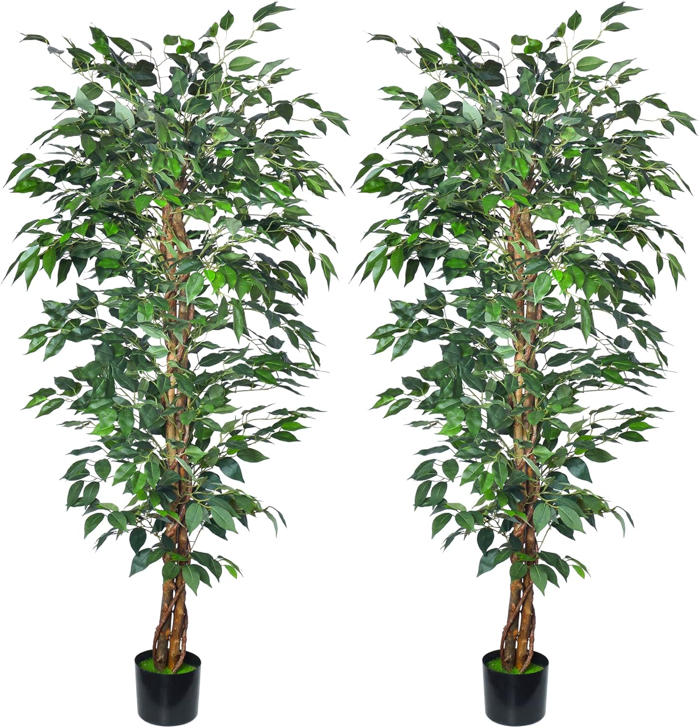 HAIHONG Artificial Ficus Tree 5FT Faux Silk Plants with Sturdy Plastic Nursery Pot