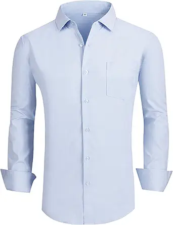 Alex Vando Mens Bamboo Dress Shirts Wrinkle Free Regular Fit Stretch Button Down Shirt