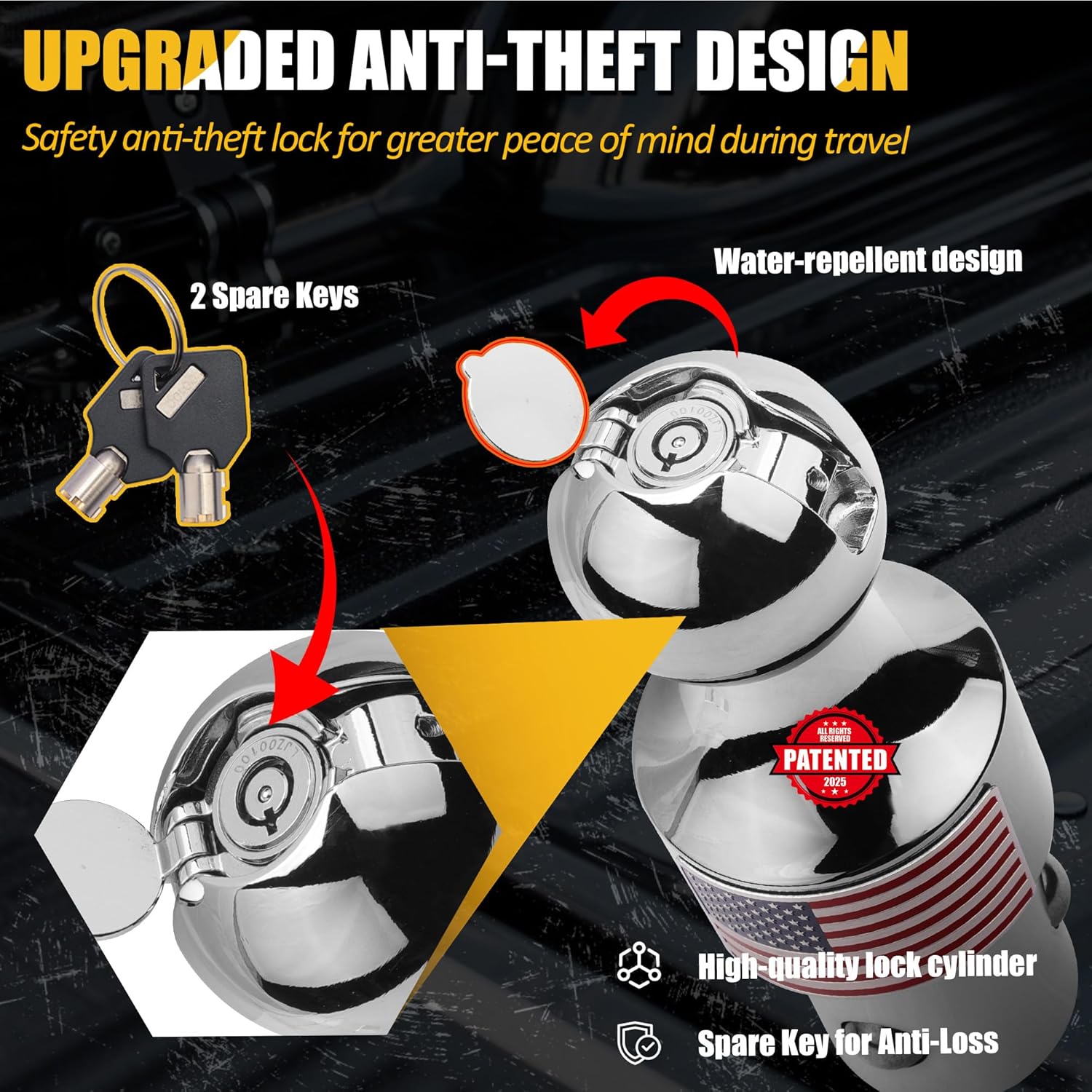 60692, Puck System Gooseneck Hitch Ball Kit – 38000LBS, Upgraded 3-Steel-Ball Base, 2-5/16" Ball, Anti-Theft Locks & Safety Chain Anchors, Fit F250/F350/F450, Silverado/Sierra 2500/3500HD, Titan XD