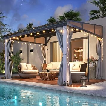 COVERONICS 10 x 12 Outdoor Wood Lean to Gazebo on Clearance