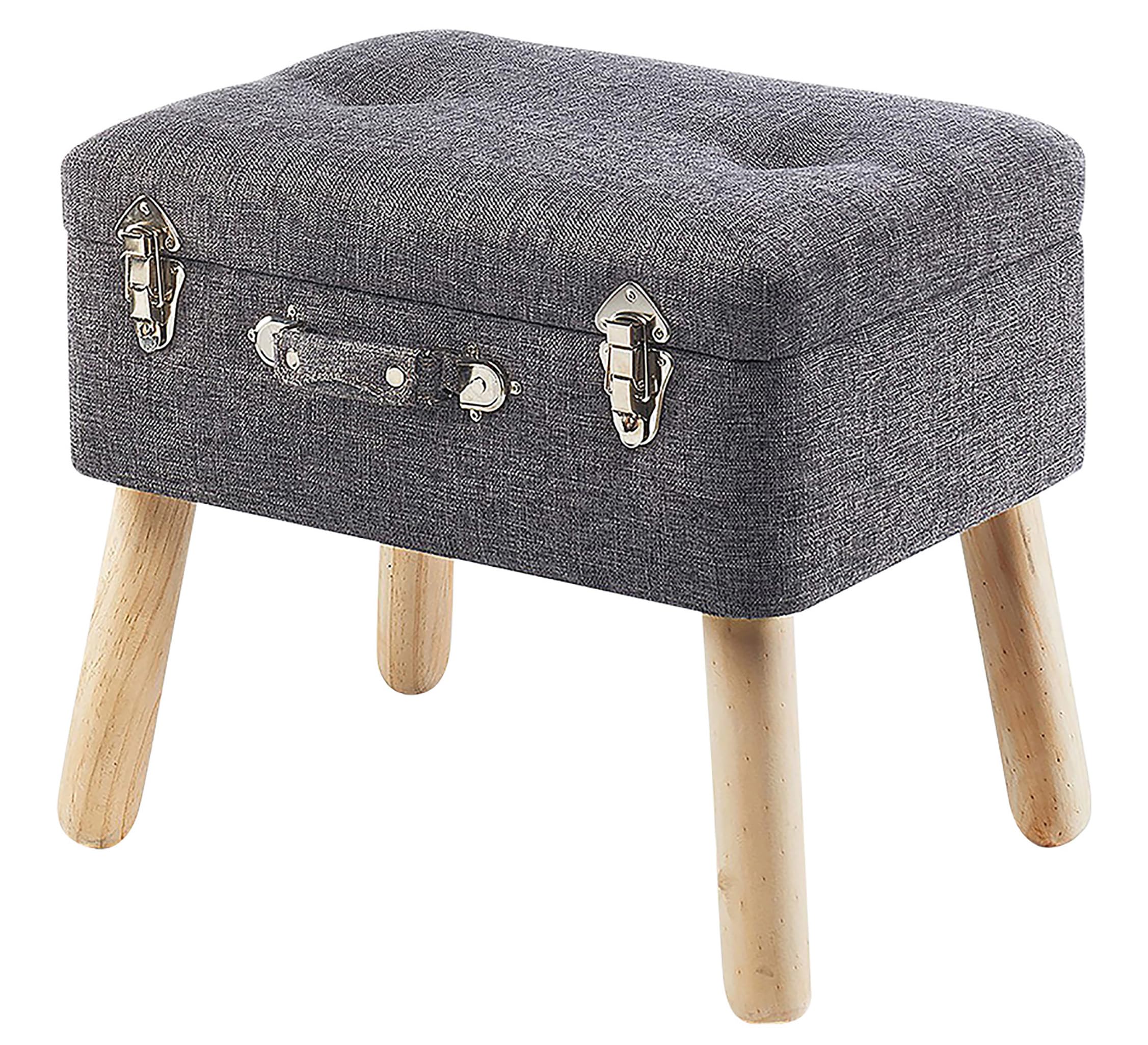 Kobolo Kofferhocker Hocker Polsterhocker aus Textil 50x35x45 cm Grau