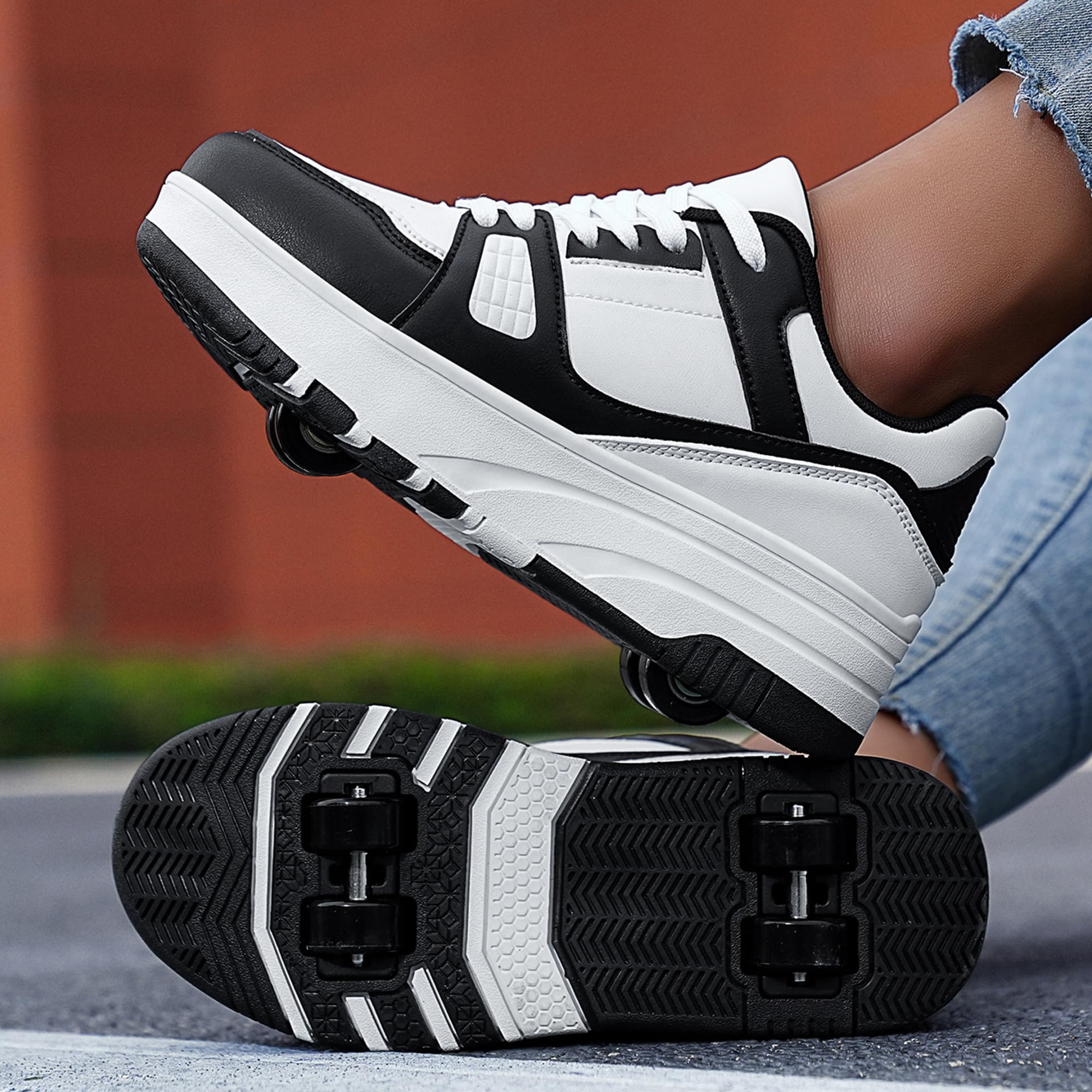 ANEFUN Ragazzi Ragazze Scarpe con Ruote Pattini Pattinaggio Bambini Pattini a Rotella Scarpe con 4 Ruote Rimovibili Comfort Sport Outdoor per Bambini