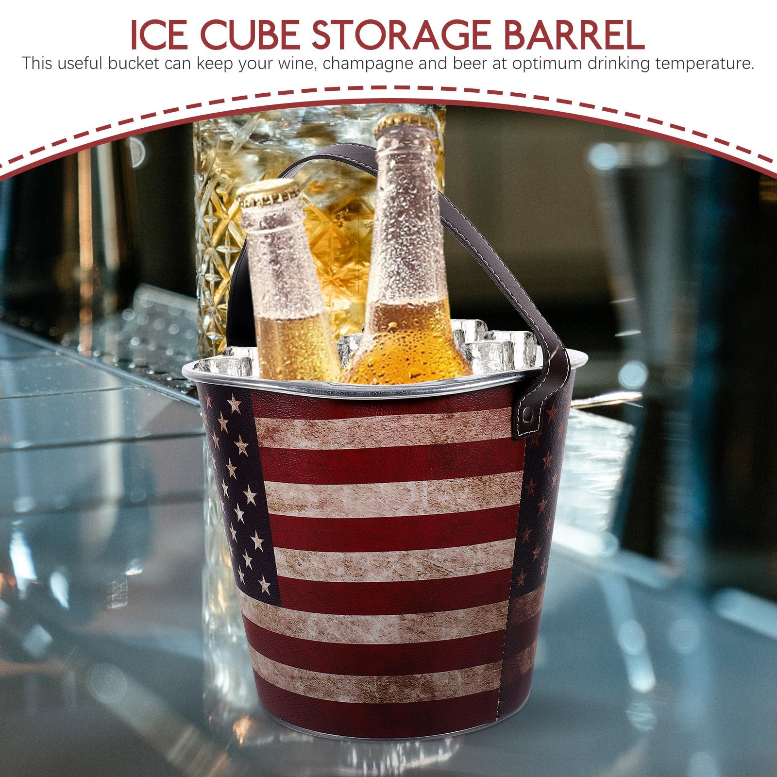 Cubo Enfriador de Bebidas de Hierro Diseño Grueso y Abertura Grande, Cubitera Vintage para Bar y Ktv Que Mantiene Vino y Cerveza a Temperatura Óptima