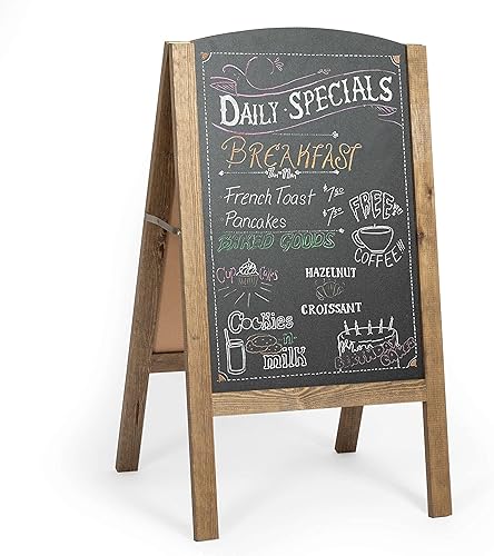 Ilyapa Letrero de pizarra con marco en A para acera Letrero plegable con parte superior redondeada para restaurante, oficina, bodas, madera de