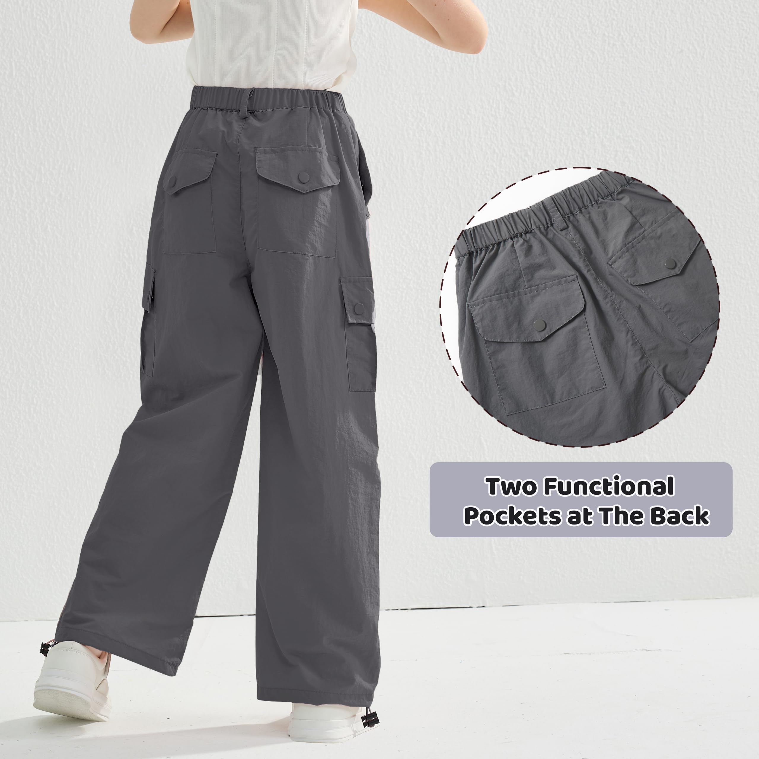 Rolanko Pantalón Cargo Paracaídas Holgado para Niña, Y2K Vintage Joggers con Cintura Elástica Ajustable para Niños Fit