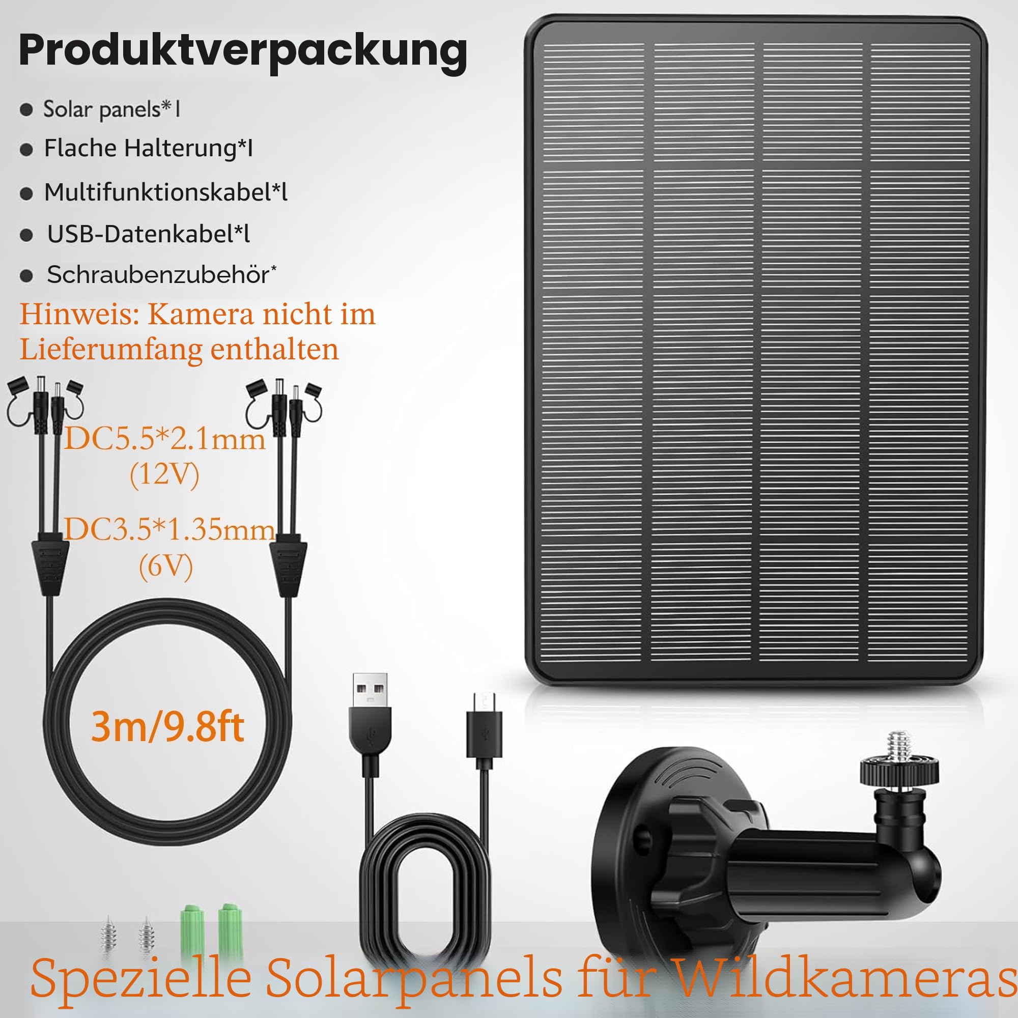 Solarpanel 12V/1A 6V/2A mit integriertem wiederaufladbarem Lithium-Akku mit 4000 mAh IP66, Jagdzubehör, kompatibel mit Jagdspielkameras oder Hirschfutterautomaten (2 Stück)