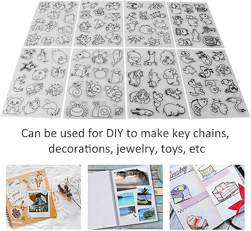 Miniatura 4 de 8 hojas termorretráctiles, hojas de plástico retráctiles, papel de arte retráctil para bricolaje, llavero, colgante, decoración de manualidades,