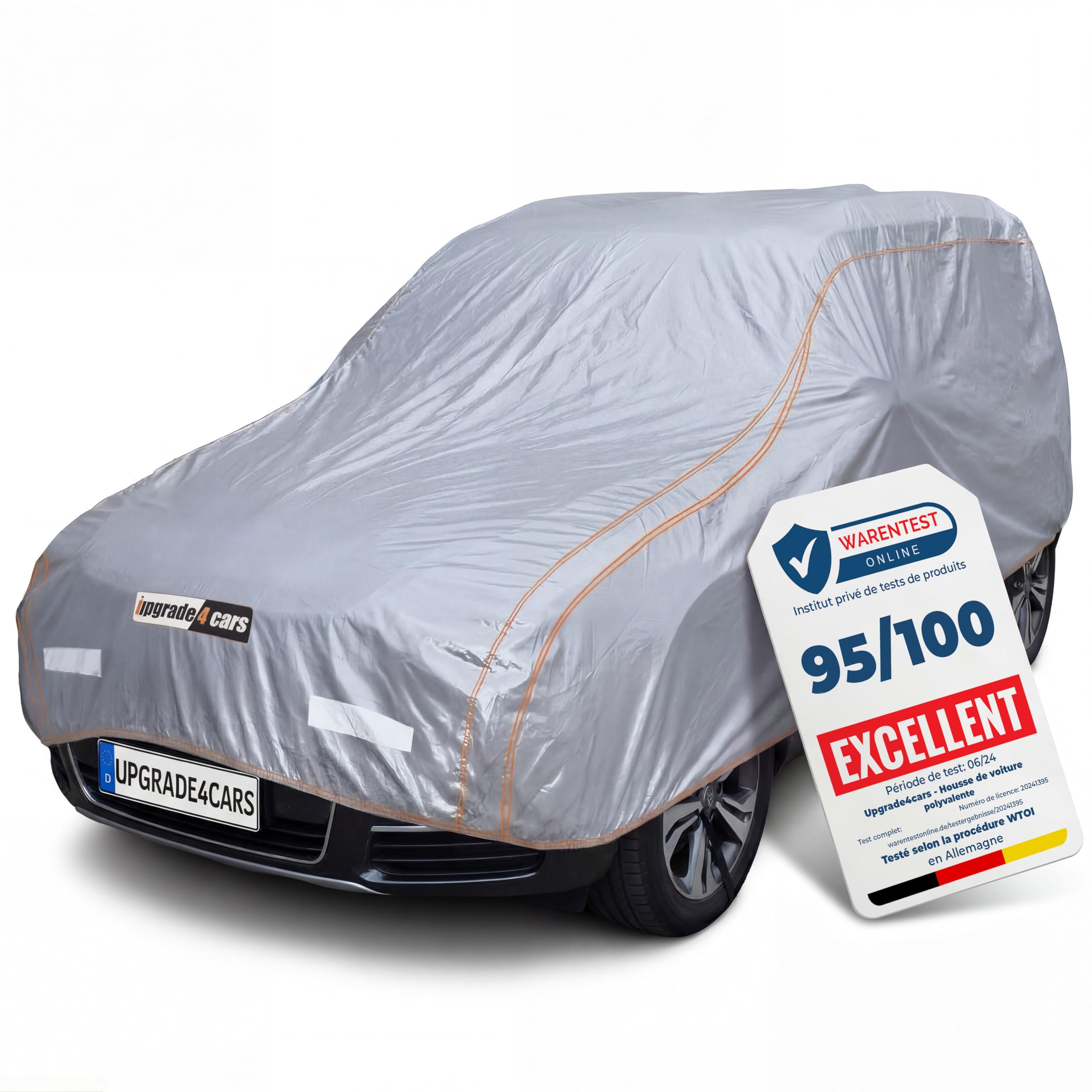 Upgrade4cars Housse de Voiture Extérieure Version 2026 Imperméable | Housse Complète pour Toutes Saisons | Bâche Universelle SUV - L (480 × 195 × 150 cm)