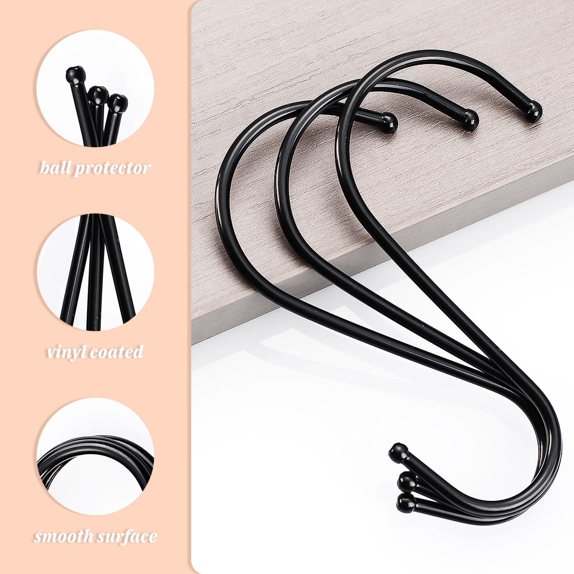 GEMMAHW 12CM Large S Hooks (20-Pack), Black Metal Hanging Hooks for Kitchen Bathroom, Garden, Sturdy Utensils - Image 3